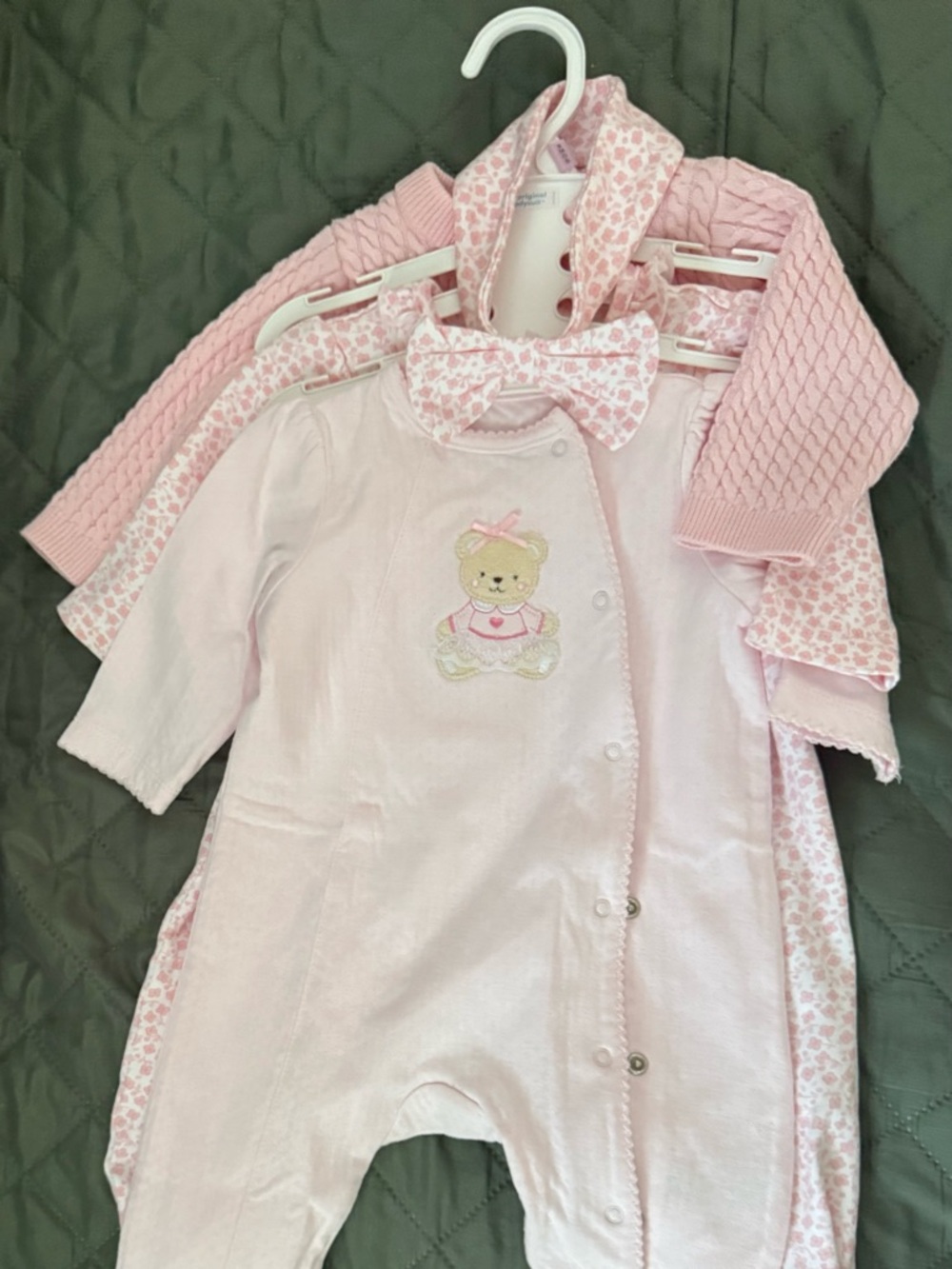 Little Me Pink Kids Sweater & Two Footies